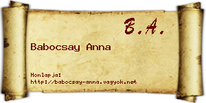 Babocsay Anna névjegykártya