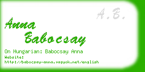 anna babocsay business card